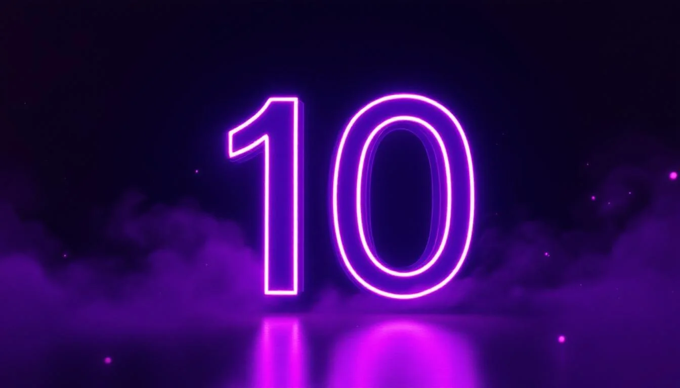 Holographic violet stopwatch at 10 seconds — 10 second CPS test